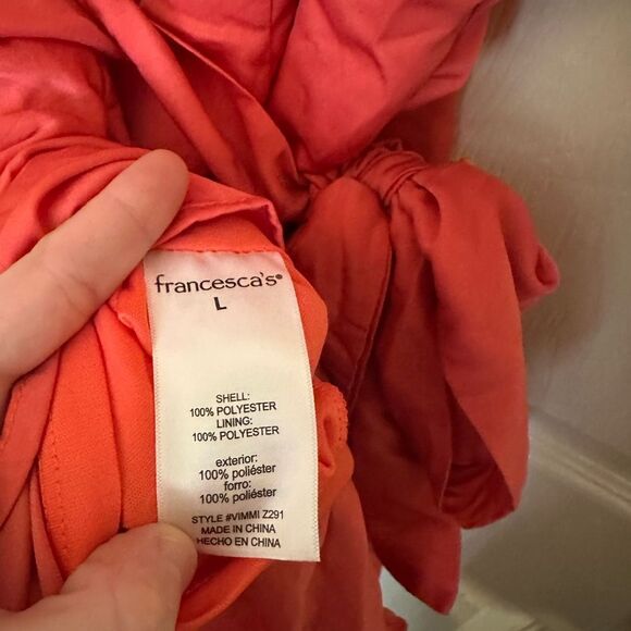 Francesca’s Elegant orange/red romper NWT Large - Picture 7 of 7